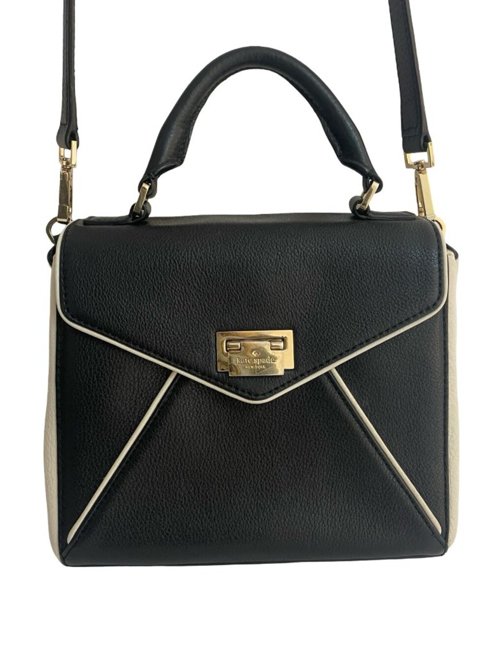 Kate Spade New York Black & Cream Pebbled Leather Crossbody Satchel